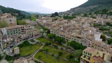 Aerial panoramic view of Valdemossa village in Mallorka, Spain.