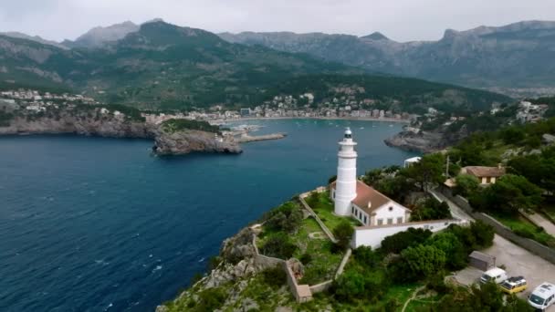 Piękny Widok Lotu Ptaka Port Port Soller Majorka Hiszpania — Wideo stockowe