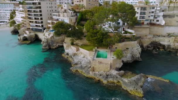 Fågelperspektiv Panoramautsikt Över Mallorca Hamn Och Hav Stad Palma Mallorca — Stockvideo