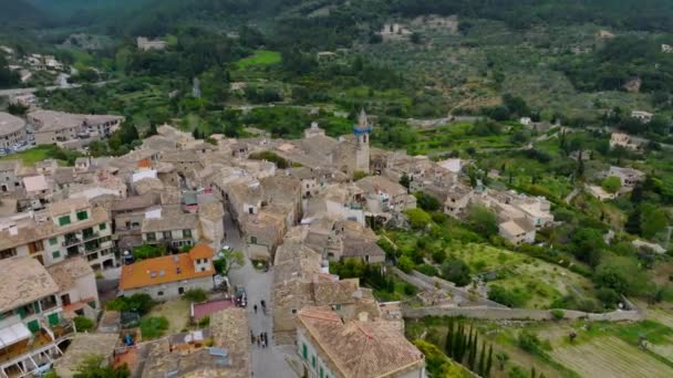 Повітряний Панорамний Вид Село Вальдемосса Малорці Іспанія — стокове відео