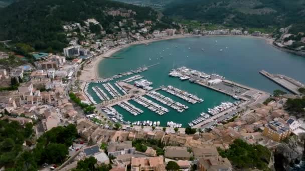 Beautiful Aerial Harbour Port Soller Mallorca Spain — Vídeo de stock