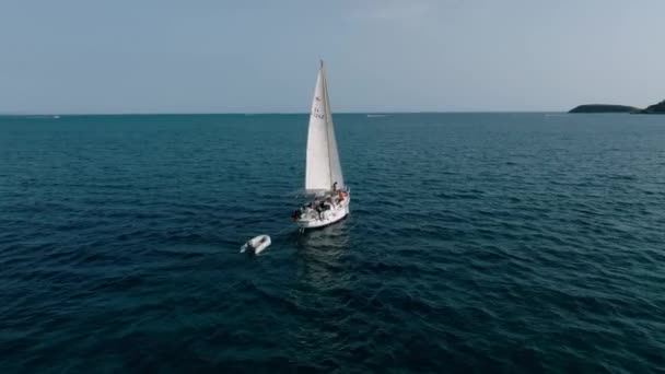 Beautiful Bay Sailing Boats Yacht Mallorca Island Spain Yachting Travel — Vídeos de Stock