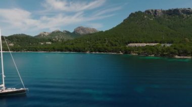 Beautiful bay with sailing boats yacht, Mallorca island, Spain. Yachting, travel and active lifestyle concept
