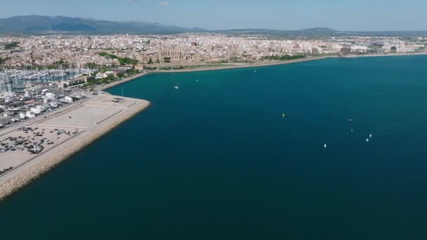 Luchtfoto Van Hoofdstad Van Mallorca Palma Mallorca Spanje Een Toeristische — Stockvideo