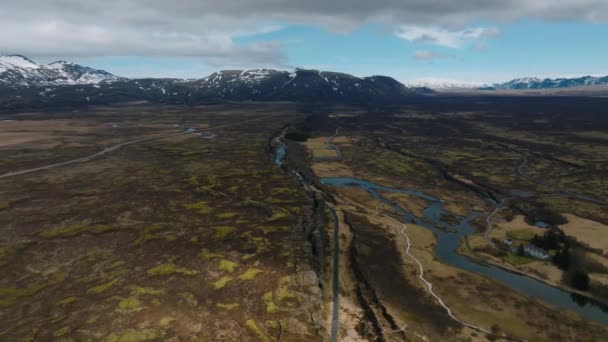 Den Väl Synliga Tektoniska Plattan Thingvellir National Park Island Eurasiska — Stockvideo