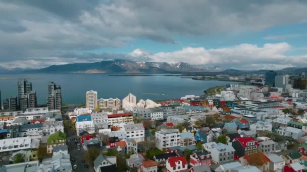 Bella Vista Aerea Reykjavik Islanda Una Giornata Estiva Soleggiata Vista — Video Stock