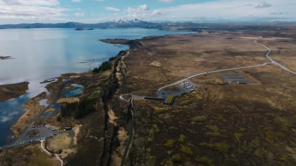 Jól Látható Tektonikus Lemez Thingvellir Nemzeti Parkban Izlandon Eurázsiai Észak — Stock videók