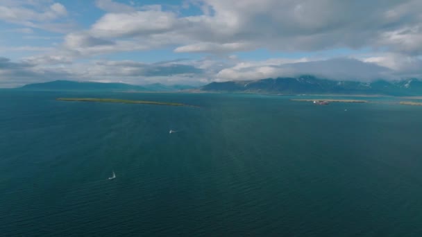 Luchtfoto Van Prachtige Ijslandse Natuur Met Enorme Meren Watervallen — Stockvideo