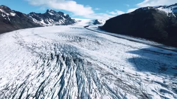 Zlanda Daki Skaftafell Buzulunun Vatnajokull Ulusal Parkı Nın Panoramik Görüntüsü — Stok video