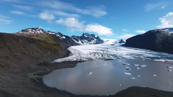 Повітряний Панорамний Вид Льодовика Скафтафелл Національний Парк Ватнайокутль Ісландії — стокове відео