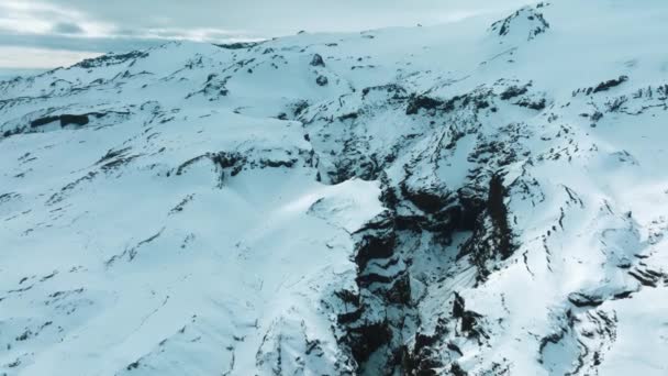 Widok Lotu Ptaka Lodowce Zaśnieżone Góry Pobliżu Laguny Jokulsalon Islandii — Wideo stockowe