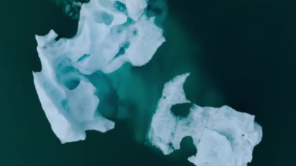 Scenic View Icebergs Jokulsarlon Glacier Lagoon Iceland Dusk Vintage Style — Stock Video