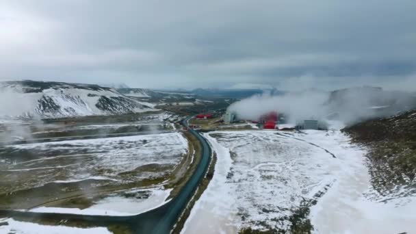 Letecký Pohled Elektrárnu Krafla Islandu Parní Elektrárna Vyrábí Elektřinu Ekologická — Stock video