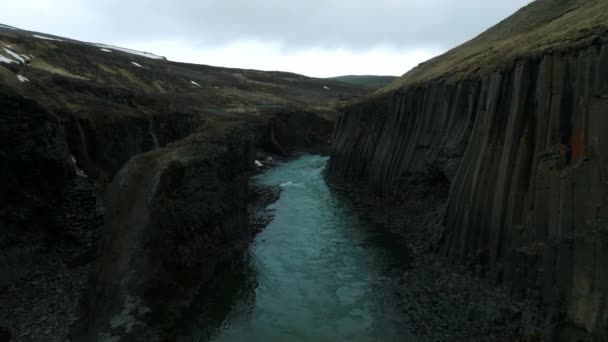 Vue Aérienne Épique Canyon Basalte Studlagil Islande Une Des Belles — Video