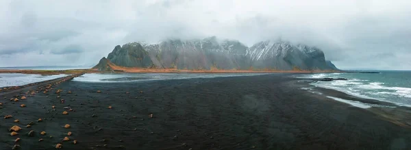 Widok Lotu Ptaka Imponujący Kolorowy Krajobraz Morski Islandii Wspaniała Malownicza — Zdjęcie stockowe
