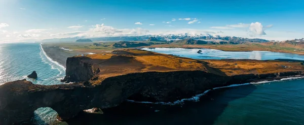 Zlanda Kıyı Şeridinin Kara Sahile Bakan Havadan Görüntüsü Panoramik Zlanda — Stok fotoğraf