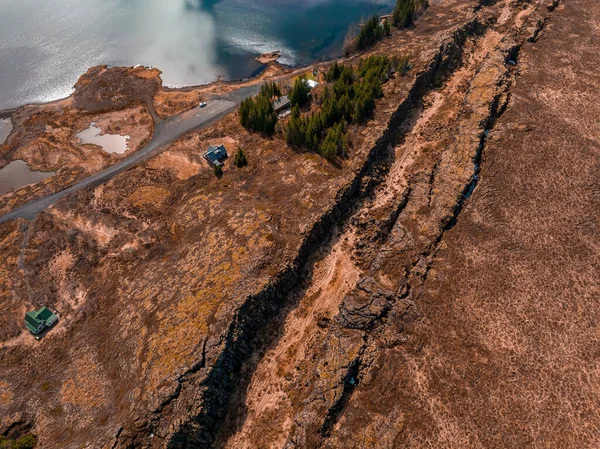 Well Visible Tectonic Plate Thingvellir National Park Iceland Eurasian North — Stock Photo, Image