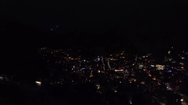 Vue Aérienne Nuit Station Ski Zermatt Nuit Suisse — Video