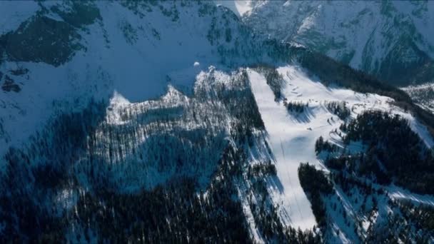 Veduta Aerea Delle Splendide Montagne Alpine Italia Montagna Invernale Dolomitica — Video Stock
