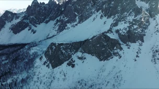 Veduta Aerea Delle Splendide Montagne Alpine Italia Montagna Invernale Dolomitica — Video Stock