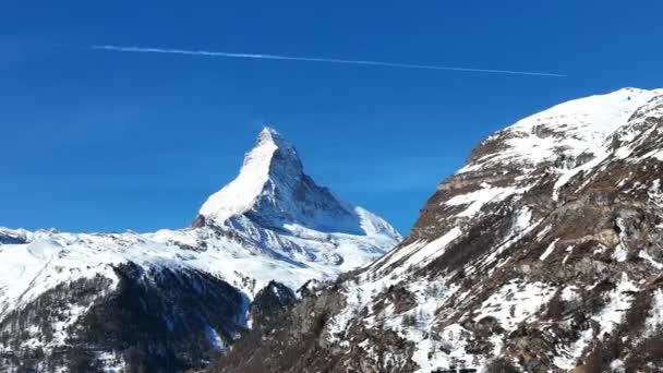 Vista Aerea Sulla Valle Zermatt Sulla Vetta Del Cervino Alla — Video Stock