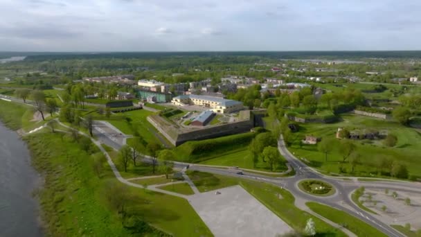 Beautiful Aerial View White Chatolic Church Basilica Latvia Aglona Basilica — Stock Video