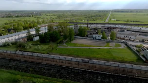 Αεροφωτογραφία Της Φυλακής Daugavpils Δίπλα Στον Ποταμό Daugava Ποινική Φυλακή — Αρχείο Βίντεο