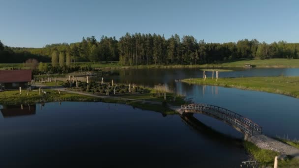 Χριστός Πάρκο Γλυπτικής Κινγκ Χιλ Αγλόνα Λετονία Ένα Όμορφο Φυσικό — Αρχείο Βίντεο