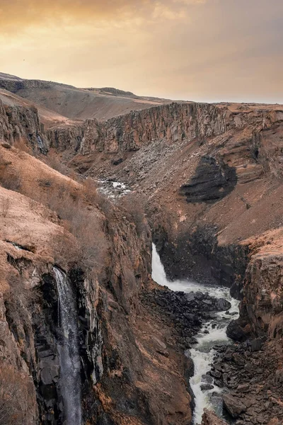 Beautiful View Litlanesfoss Waterfall Eastfjords Idyllic View Flowing Stream Sky — Stock Photo, Image