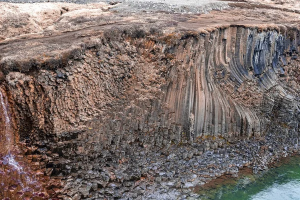 Scenisk Över Basalt Kolonn Bildning Litlanesfoss Idyllisk Utsikt Över Stenig — Stockfoto