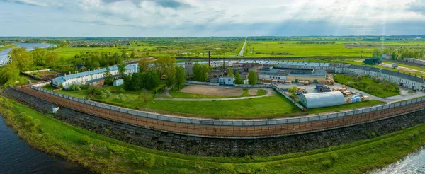 Повітряний Вид Даугавпільську Язницю Біля Річки Даугава Кримінальна Язниця Біла — стокове фото