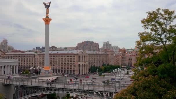 Центр Майдану Або Майдан Незалежности Біля Пам Ятника Незалежності Площі — стокове відео