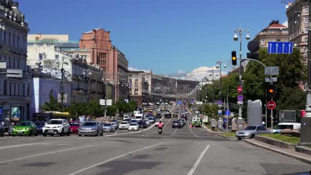 Panoramic View Main Street Khreshchatyk Independence Square Maidan Nezalezhnosti Kiev — Stock Video