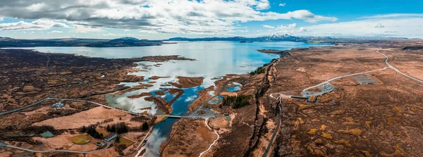 Dobře Viditelný Tektonický Talíř Národním Parku Thingvellir Islandu Euroasijské Severoamerické — Stock fotografie