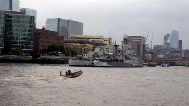 Video Del Buque Hms Belfast Como Buque Museo Ahora Está — Vídeos de Stock