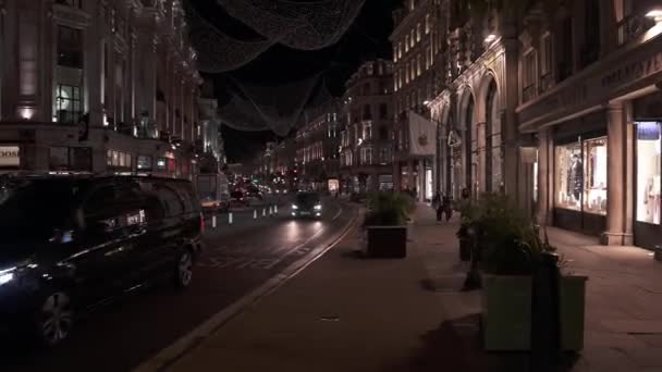 Nachtaufnahme Der Regents Street London Großbritannien Londoner Nachtleben — Stockvideo