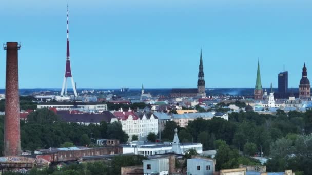 Bella Vista Panoramica Aerea Della Città Riga Sul Fiume Daugava — Video Stock