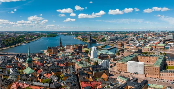 斯德哥尔摩老城的空中全景 Gamla Stan 夏天美丽的瑞典 — 图库照片