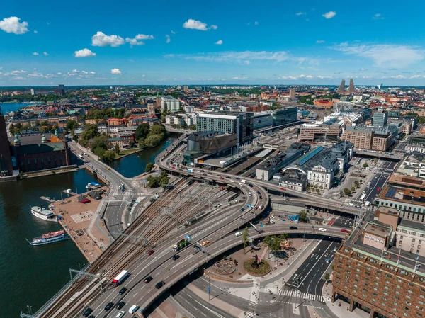 Вид Воздуха Старый Город Гамла Стэн Стокгольме Прекрасная Швеция Летнее — стоковое фото