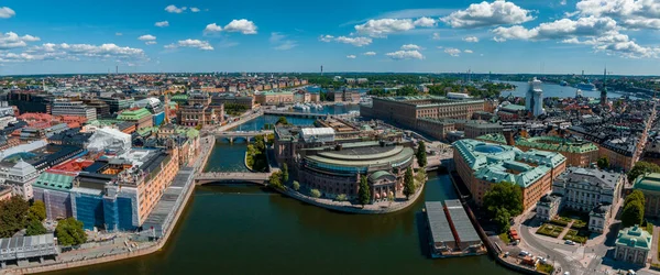 Stockholm Deki Eski Kasaba Gamla Stan Hava Panoramik Manzarası Yaz — Stok fotoğraf