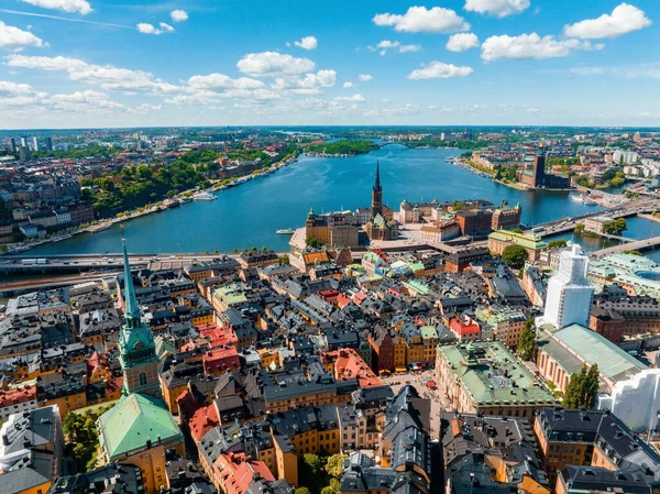 Aerial Panoramic View Old Town Gamla Stan Stockholm Beautiful Sweden — Stock Photo, Image