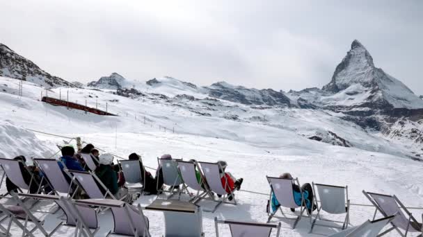 Prachtige Beelden Van Het Beroemde Skigebied Zermatt Met Iconische Matterhorn — Stockvideo