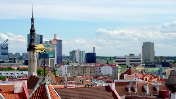 Вид Воздуха Старый Город Таллинна Средневековый Город Северной Европе Эстония — стоковое видео