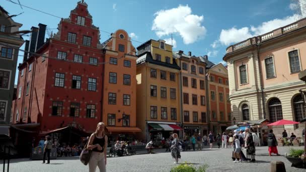 Stortorget Grand Square Public Square Gamla Stan Old Town Central — Stockvideo
