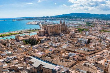La Seu 'nun havadan görünüşü, İspanya' daki Palma de Mallorca 'nın ortaçağ katedrali