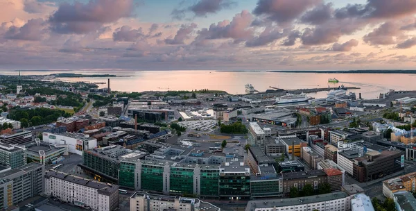 Vista Aérea Del Centro Negocios Tallinn Por Noche Hermoso Distrito — Foto de Stock