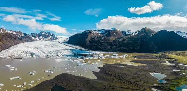 Vista Panorâmica Aérea Glaciar Skaftafell Parque Nacional Vatnajokull Islândia — Fotografia de Stock