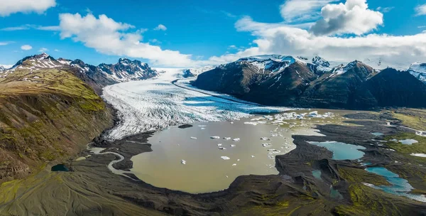 Повітряний Панорамний Вид Льодовика Скафтафелл Національний Парк Ватнайокутль Ісландії — стокове фото