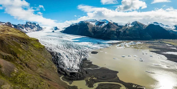 Légi Panorámás Kilátás Skaftafell Gleccserre Vatnajokull Nemzeti Park Izlandon — Stock Fotó