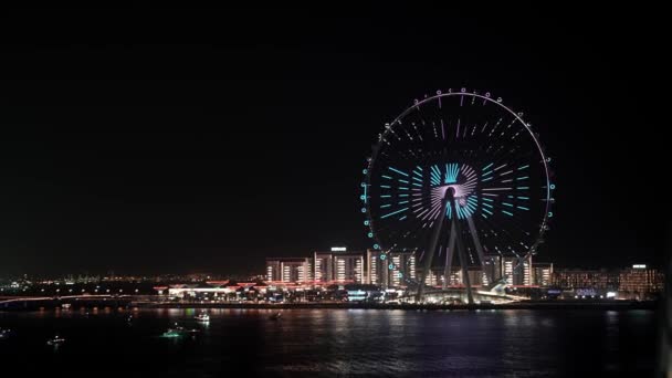 Prachtig Dubai Oog Ain Dubai Ferris Wiel Het Jumeirah Strand — Stockvideo